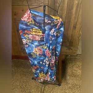 Newport News Swim Collection Floral Blue Sarong Wrap OS